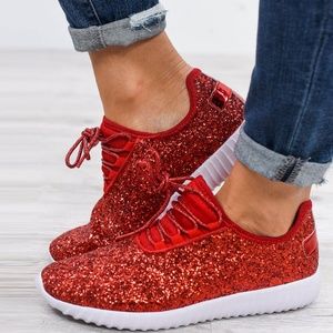 NEW Light-Weight Sparkling Glitter Lace Up Sneaker